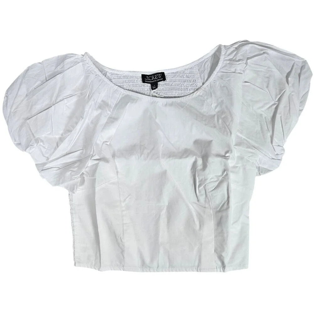 J.‎ Crew Fitted puff-sleeve top in White 8 NWT